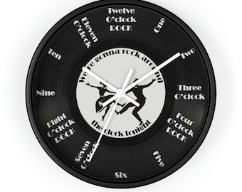 1950's Rock Around the Clock Wall Clock 50's Style Rock Wall Clock