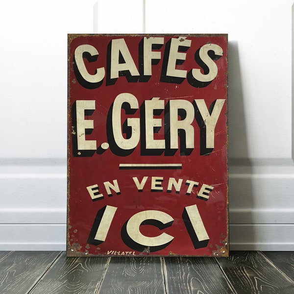 Panneau de décoration de cuisine de café français de Style vintage rare