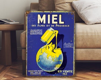 Rare Vintage Style French Honey Advertising Sign