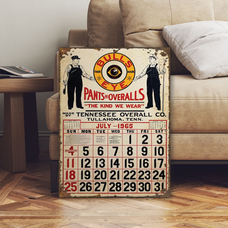 Bulls Eye Overalls rare vintage workwear advertising sign Tennessee Sign image 1