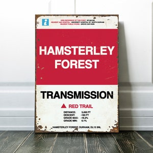 Mountain Bike MTB Hamsterley Trail Sign - MTB Cycling Gift