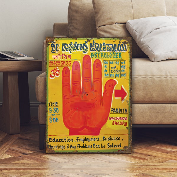 Indian Palmistry Street Sign Vintage Indian Bar Sign