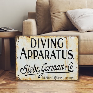 Siebe Gorman Deep Sea Diving Sign US Navy Mark V Deep Marine Diver