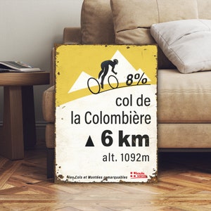 Repère kilométrique du Tour de France à vélo du Col de la Colombière - Cadeau pour cycliste