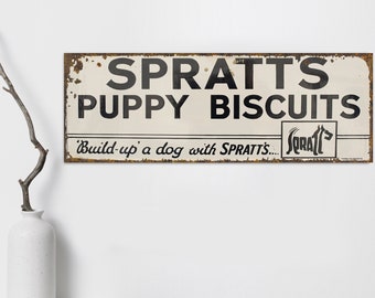 Rare Vintage Style English Spratts for puppy Dog Sign