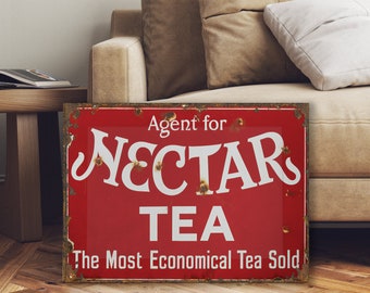 Letrero decorativo industrial de té de néctar inglés