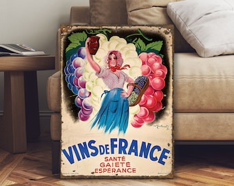 French Vineyard Wine Advertising  Sign