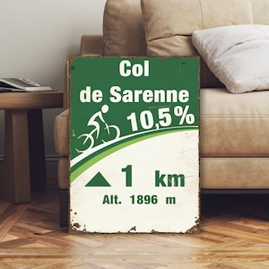 Col De Sarenne Tour de France Cycling Sign - Gift for Cyclist