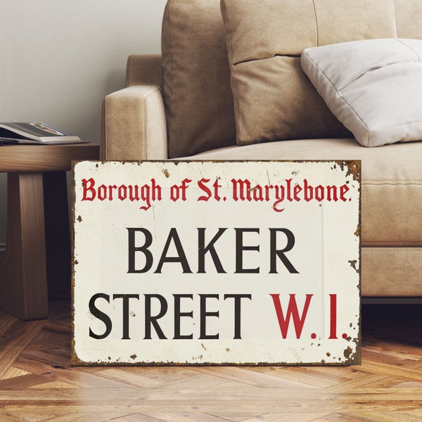 Rare Vintage Style 1950's Baker Street Sherlock Holmes Sign