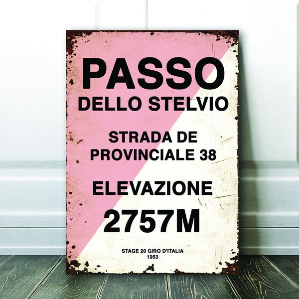Giro D'italia Passo Dello Stelvio Mountain Road Cycling Sign - Cycling Gift