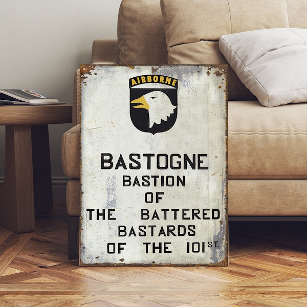 Insegna metallica dell'esercito della 101a divisione aviotrasportata Bastogne della seconda guerra mondiale