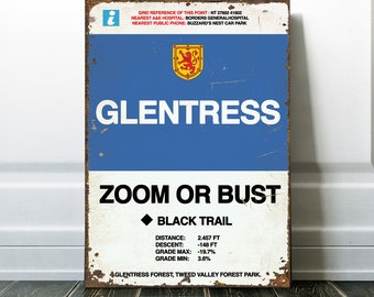 Mountain Bike MTB Glentress Trail Sign - MTB Cycling Gift