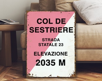 Giro D'italia Col de Sestriere Mile Marker Cycling Sign - Cycling Gift