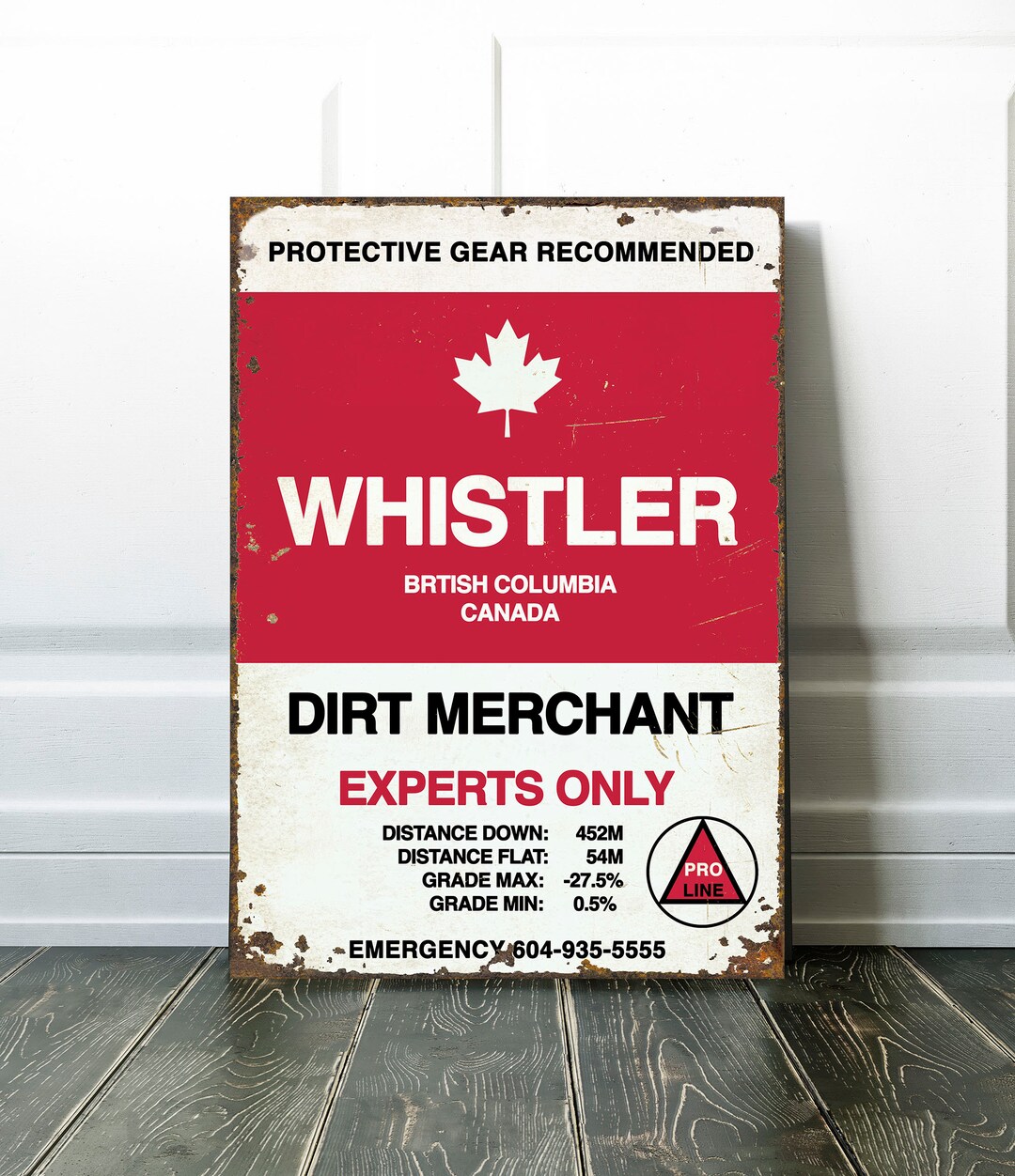 Mountain Bike MTB Whistler Dirt Merchant Trail Sign MTB Cycling