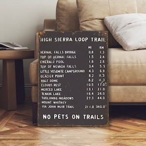 High Sierra John Muir Trail Hiking Trail Sign