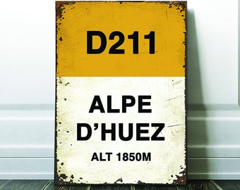 Alpe D'huez Vintage Style Tour de France Cycling Sign - Gift for Cyclist