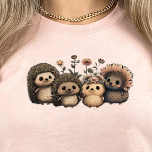 Adorable Hedgehogs - Bestfriends, Cute, Sweet, flower, Woodland, Cottagecore, Goblincore, Fairycore, Kawaii, Graphic tee, T shirt