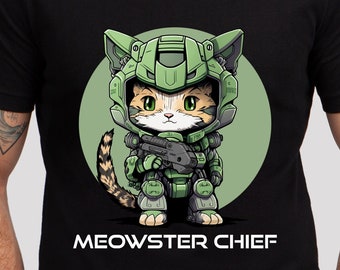 Meowster Chief Gamer Chief Gamer Cat Kitty Orange Cat FPS Dad Gift Gift for Gamer Gift for Husband Gift for him Graphic Tee