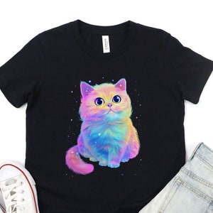 Youth Cosmic Kitty Shirt Cat Shirt Galaxy Cat Shirt Kawaii Cat Shirt Gift Cat Lover Gift for Girl Kids Cat Shirt Pastel Kawaii Cat