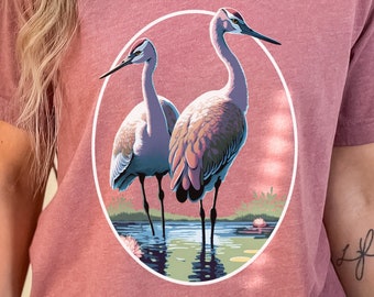 Sandhill Crane Shirt Crane Shirt Florida Wildlife Nature Bird Watching Shirt Bird Shirt Bird lover tee Gift for woman Gift for teen