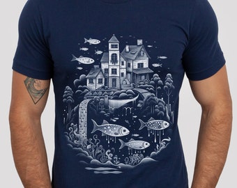 Home By the Sea Dreamscape Shirt Ocean Shirt Anime Shirt Fishing Shirt Koi Lover Tee Gift Fish Lover Fish Shirt Fish Gift Gift for Him