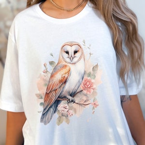 Barn Owl With Roses Shirt Owl Shirt Bird Shirt Owl Shirt Watercolor Shirt Nature Shirt Woodland Shirt Cotttagecore Gift for Her Owl Lover