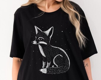 Block Print Style Fox Shirt Fox Lover Shirt Linocut Shirt Fox Gift Block Print Shirt Linocut Fox Gift Fox Lover Fox Mom Gift for Her