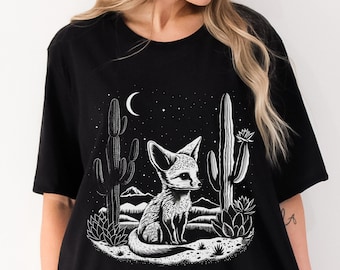 Block Print Style Fennec Fox Shirt Fennec Fox Lover Shirt Linocut Shirt Fennec Fox Gift Block Print Shirt Gift Fennec Fox Lover Fox Shirt