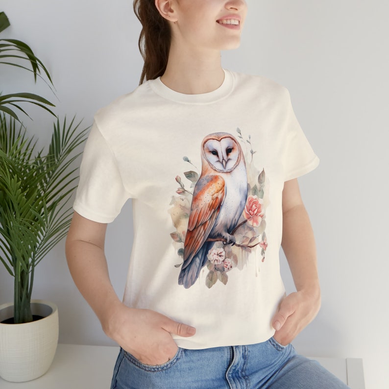 Barn Owl With Roses Shirt Owl Shirt Bird Shirt Owl Shirt Watercolor Shirt Nature Shirt Woodland Shirt Cotttagecore Gift for Her Owl Lover Natural