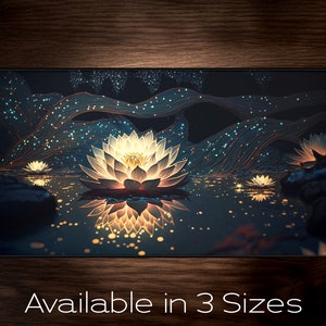 Mystic Lotus Desk Mat Plant Lover Gift Gift for her Gift for Teen Girl Gamer Gift Student Gift Lotus Mousepad Nature Lover Gift Desk Decor