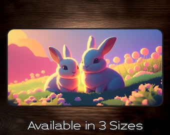 Adorables conejitos tapete de escritorio colores vibrantes conejito tapete de escritorio conejito amante regalo jugador regalo estudiante regalo conejito mousepad conejo mousepad