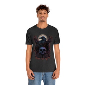Gothic Raven Shirt Dark Academia Raven Tshirt Gothic Shirt Gift Bird Lover Goth Raven Witch Core Black Raven Gift for Him Death Metal Shirt Dark Grey