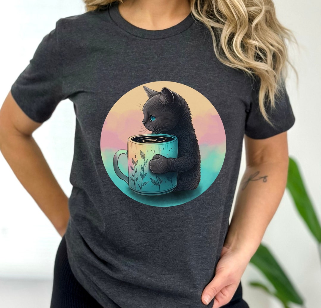 Cat's Favorite Drink Kitty Shirt Kittea Coffee Shirt Kawaii Cat Shirt