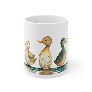 Ducks in a Pond Ceramic Mug 11oz Watercolor Bird lover Mug Nature Lover kawaii Fairycore Farmcore Cottagecore Gift for her gift for teen