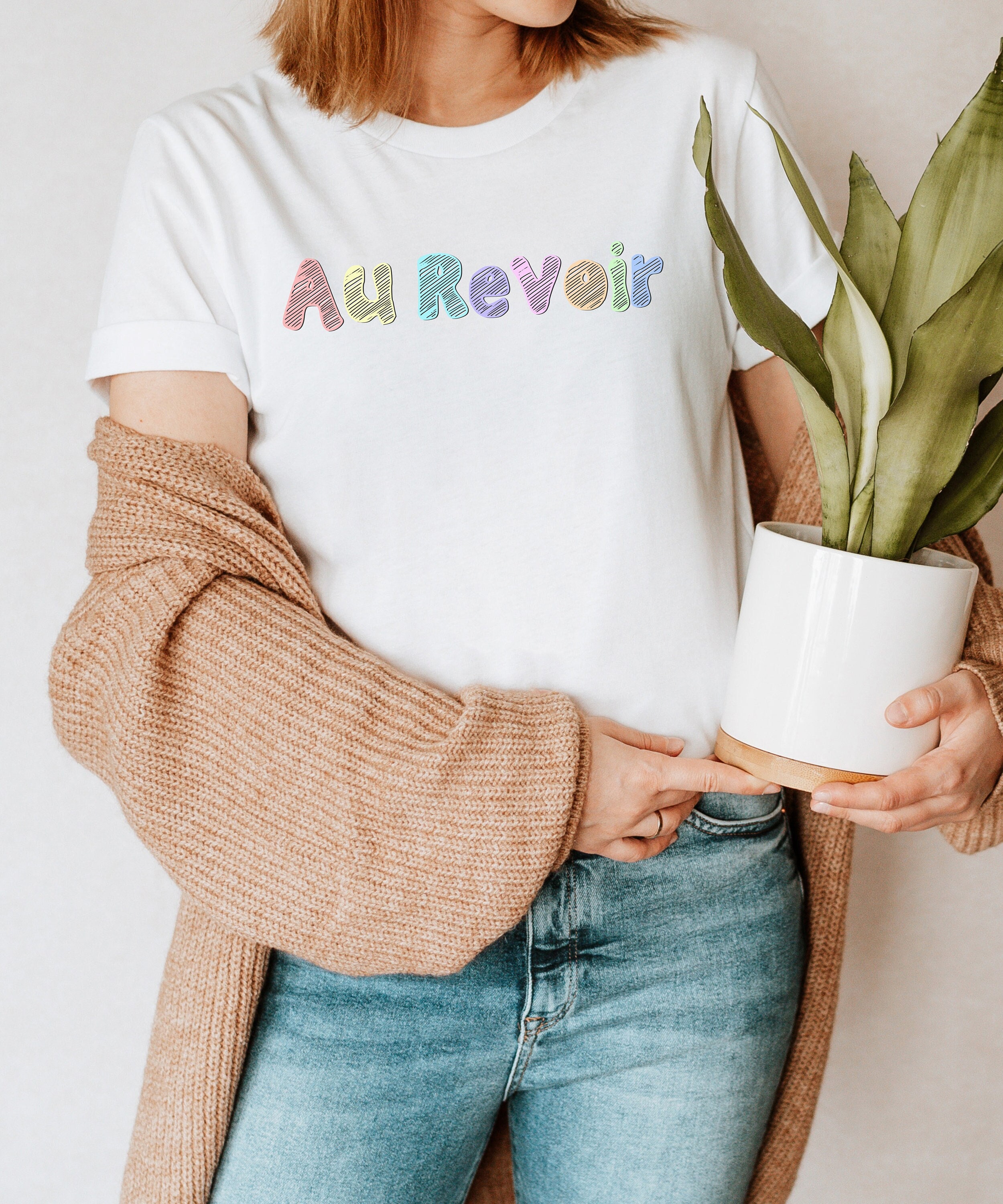 Au Revoir Womens Retro Font T-shirt Summer - Etsy