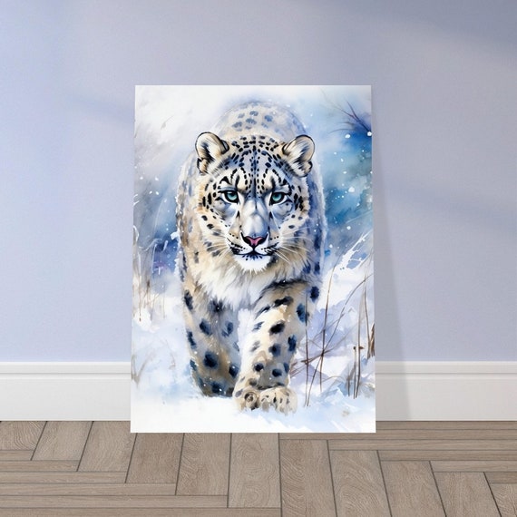 歩くユキヒョウの水彩画 - Etsy 日本
