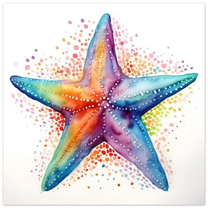 Starfish Watercolour Print - Painting, Poster, Picture, Wall Art, Decor