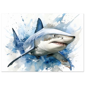 Shark Watercolour Print