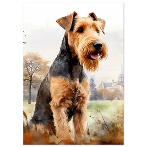 Welsh Terrier Watercolour Print, In the park