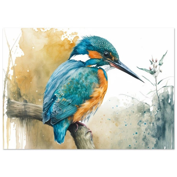 Ijsvogel aquarel afdrukken