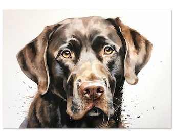 Labrador akvarelltryck - Choklad
