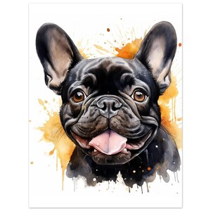 French Bulldog Watercolour Black Painting, Print, Poster, Wall Art, Décor