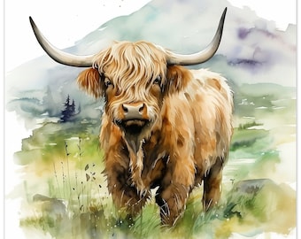 Stampa Su Tela Mucca Highland - Arte Bianco E Nero | Desenio