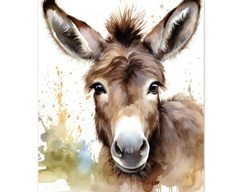 Aquarelprint ezel - schattig