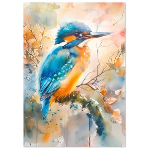 Kingfisher Watercolour Print, Beautiful and Cute