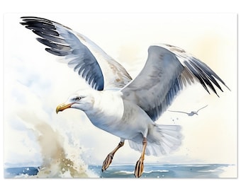 Seagull Watercolour Print