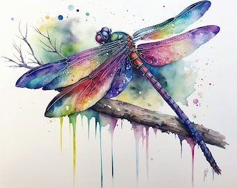 Dragonfly Watercolour Printable, Digital Download, Painting Print, Poster, Picture, Wall Art, Décor