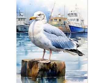 Seagull Watercolour Print