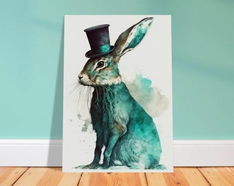 March Hare Watercolour Painting Print, Poster, Wall Art, Décor