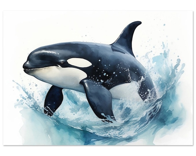 Killer Whale Print, Vintage Fishing Poster Art Decor, Orca Gift for Dad ...